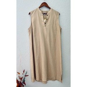 NWT Anne Klein Tan Linen Midi-Length Dress Size 14